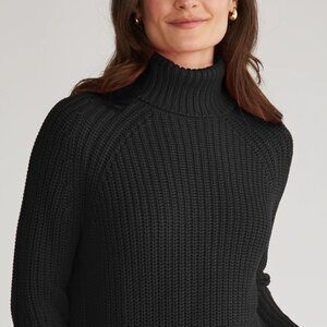 Shaker Stitch Cotton Turtleneck Sweater - Medium